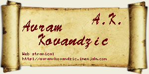 Avram Kovandžić vizit kartica